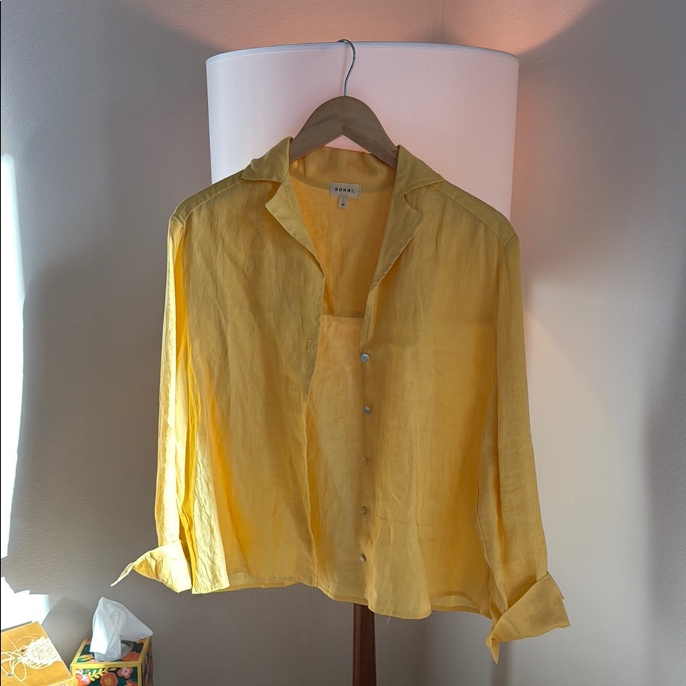 Donni Yellow Linen Button Up - image 1